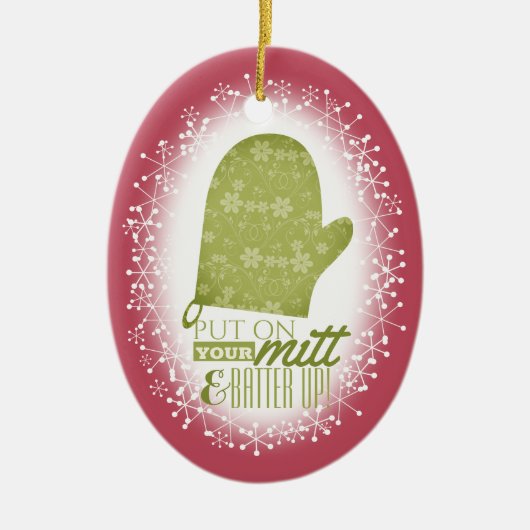 ベーキングおもしろいのミットはクリスマスに衣を付ける セラミックオーナメント (正面)