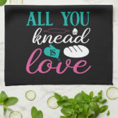 ベーキングおもしろいパンひざまずいたものはラブプレイド キッチンタオル (折り畳み)