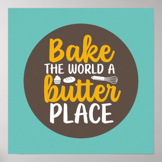 ベーキングおもしろいベーカリータイポグラフィレトロキッチンデコル ポスター (正面)