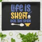 ベーキングおもしろいライフは短いスプーンのプレイドをなめる キッチンタオル (折り畳み)