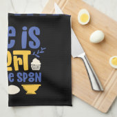 ベーキングおもしろいライフは短いスプーンのプレイドをなめる キッチンタオル (四つ折り)