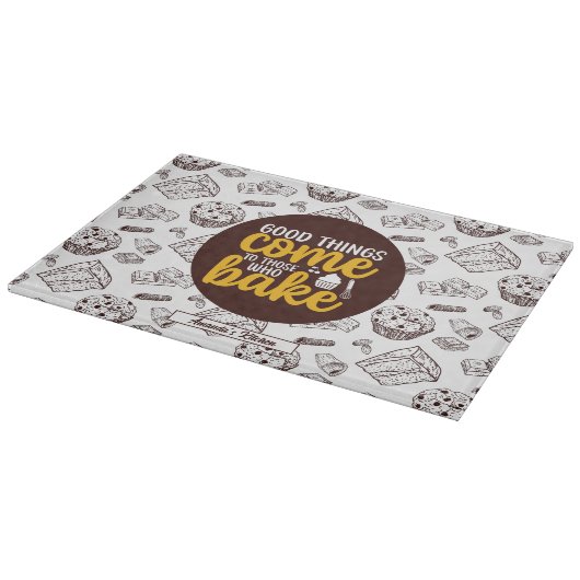 ベーキングおもしろいヴィンテージケーキマフィンベーカリーパターン カッティングボード (角)