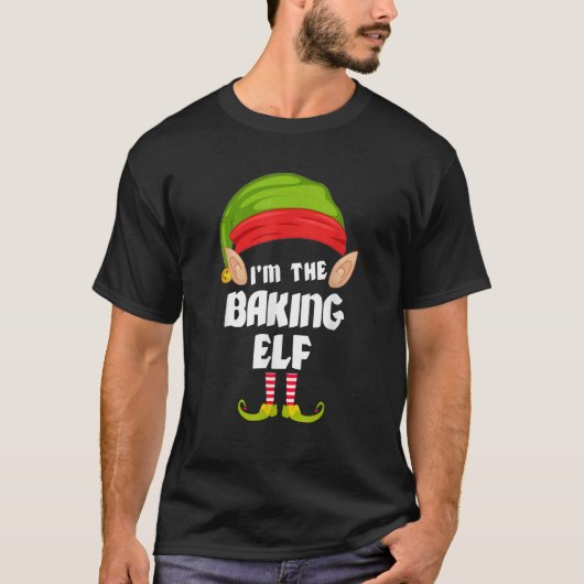 ベーキングおもしろい小妖精や小人マッチングファミリーグループPJクリスマ Tシャツ (正面)