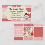 ベーキングおよびベーカリーのブティック、ピンクの水玉模様のハート 名刺 (正面/裏面)