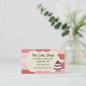 ベーキングおよびベーカリーのブティック、ピンクの水玉模様のハート 名刺 (スタンド正面)