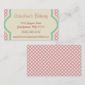 ベーキングおよびベーカリーのブティック、ピンクの水玉模様 名刺 (正面/裏面)