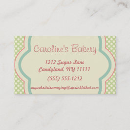 ベーキングおよびベーカリーのブティック、緑の水玉模様 名刺