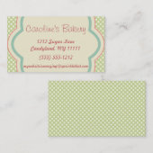 ベーキングおよびベーカリーのブティック、緑の水玉模様 名刺 (正面/裏面)