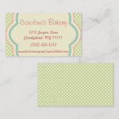 ベーキングおよびベーカリーのブティック、緑の水玉模様 名刺 (正面/裏面)