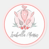 ベーキングかわいらしペストリーパーソナライズされた ラウンドシール (正面)