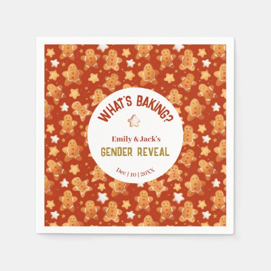 ベーキングとはGingerbread Gender Reveal スタンダードカクテルナプキン (正面)