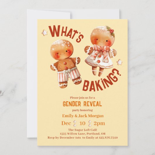 ベーキングとはGingerbread Gender Reveal 招待状 (正面)
