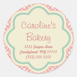 ベーキングとベーカリーブティックピンク水玉模様 ラウンドシール