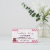 ベーキングとベーカリーブティックピンク水玉模様 名刺 (スタンド正面)