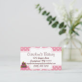 ベーキングとベーカリーブティックピンク水玉模様 名刺 (スタンド正面)