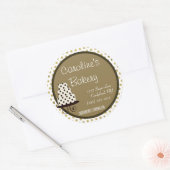ベーキングとベーカリーブティック、金ゴールド水玉模様 ラウンドシール (封筒)