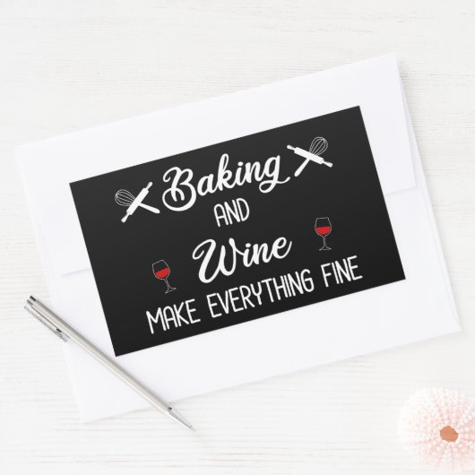 ベーキングとワインで全てを素晴らし作る 長方形シール (封筒)