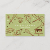 ベーキングと料理の器具の木目調と緑 名刺 (正面)