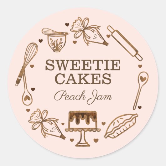 ベーキングと料理の器具Woodgrainテクスチャの瓶Cla ラウンドシール (正面)