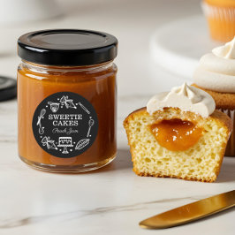 ベーキングと料理器具の白黒 ラウンドシール