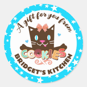 ベーキングのキッチンからかわいい猫のクッキー ラウンドシール