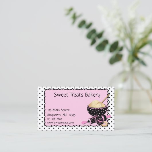 ベーキングのクッキーの水玉模様 名刺 (スタンド正面)