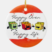 ベーキングのクリスマスのオーナメントを調理する幸せなオーブン セラミックオーナメント (裏面)