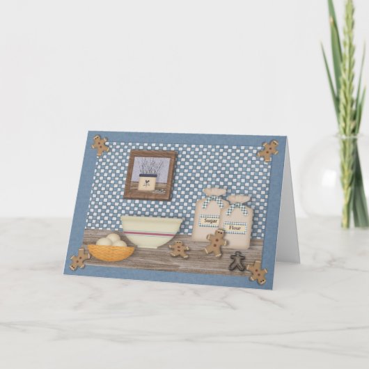 ベーキングのジンジャーブレッドマンのクリスマスカード シーズンカード (正面)