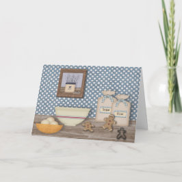 ベーキングのジンジャーブレッドマンの大活字のクリスマスカード シーズンカード