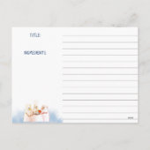 ベーキングの休日のレシピカードを調理している雪だるまのシェフ シーズンポストカード (裏面)