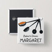 ベーキングの名札を調理する計量スプーンのスパイス 缶バッジ (正面&裏面)