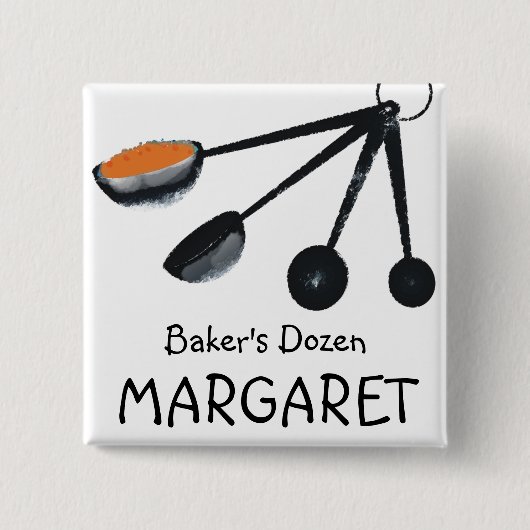 ベーキングの名札を調理する計量スプーンのスパイス 缶バッジ (正面)