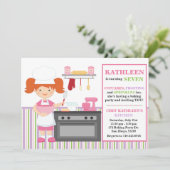 ベーキングの誕生日のパーティの招待状の赤の毛 招待状 (スタンド正面)