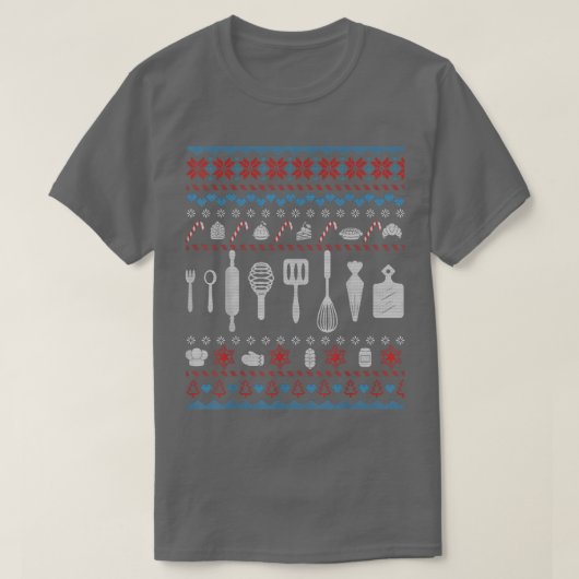 ベーキングの醜いクリスマスおもしろいのセーター焼き物 Tシャツ (デザイン正面)