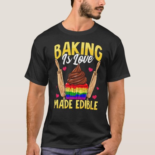 ベーキングは愛で作られた食用 Tシャツ (正面)