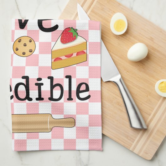 ベーキングは愛を作られた食用：ベーカーの キッチンタオル (四つ折り)