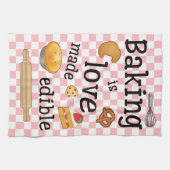 ベーキングは愛を作られた食用：ベーカーの キッチンタオル (横)