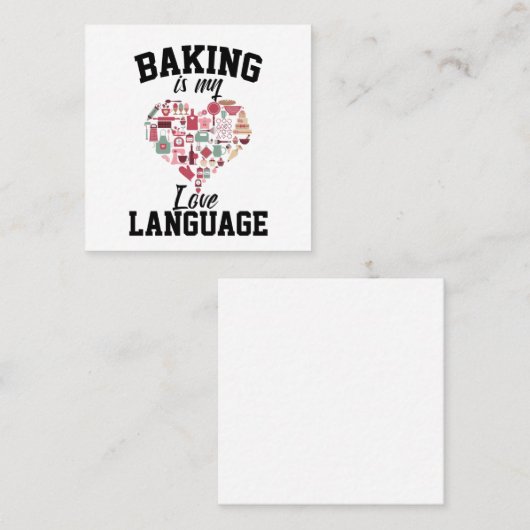 ベーキングは私の愛の言語である – おもしろい Baker スクエア名刺 (正面/裏面)