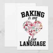 ベーキングは私の愛の言語である – おもしろい Baker 招待状 (正面/裏面)