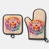 ベーキングは私の愛の言語 – ケーキ –  鍋つかみ&鍋敷きセット (正面)