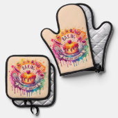 ベーキングは私の愛の言語 – ケーキ –  鍋つかみ&鍋敷きセット (正面/裏面)