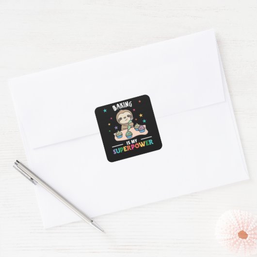 ベーキングは私の超大国の甘いナマケモノ焼いた スクエアシール (封筒)