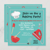 ベーキングまたは料理パーティの招待状カード 招待状 (正面/裏面)
