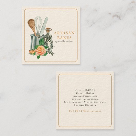 ベーキングアトラスベーカリーベイカー スクエア名刺 (正面/裏面)