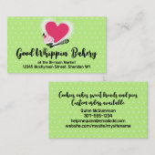 ベーキングカップケーキウィスクハート名刺グリーン 名刺 (正面/裏面)