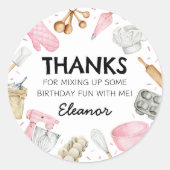 ベーキングカップケ飾ーキの女の子誕生日シール ラウンドシール (正面)