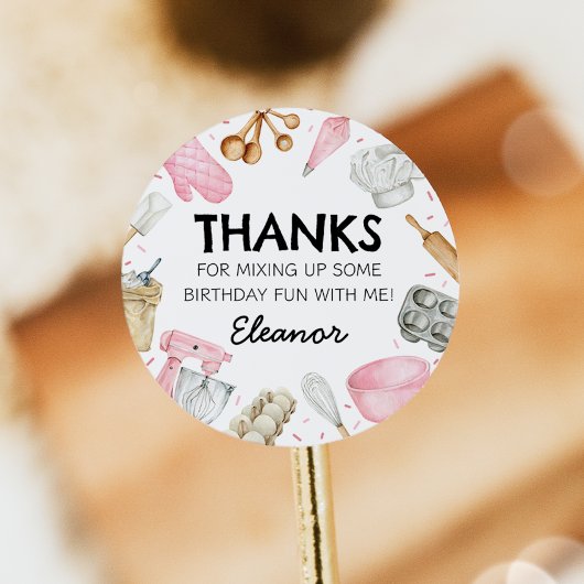 ベーキングカップケ飾ーキの女の子誕生日シール ラウンドシール