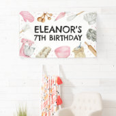 ベーキングカップケ飾ーキの女の子誕生日背景 横断幕 (インサイチュ)