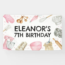 ベーキングカップケ飾ーキの女の子誕生日背景 横断幕