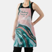 ベーキングクイーンバラ金ゴールドグリッターピンクティール(緑がかった色)大理石 エプロン (インサイチュ)